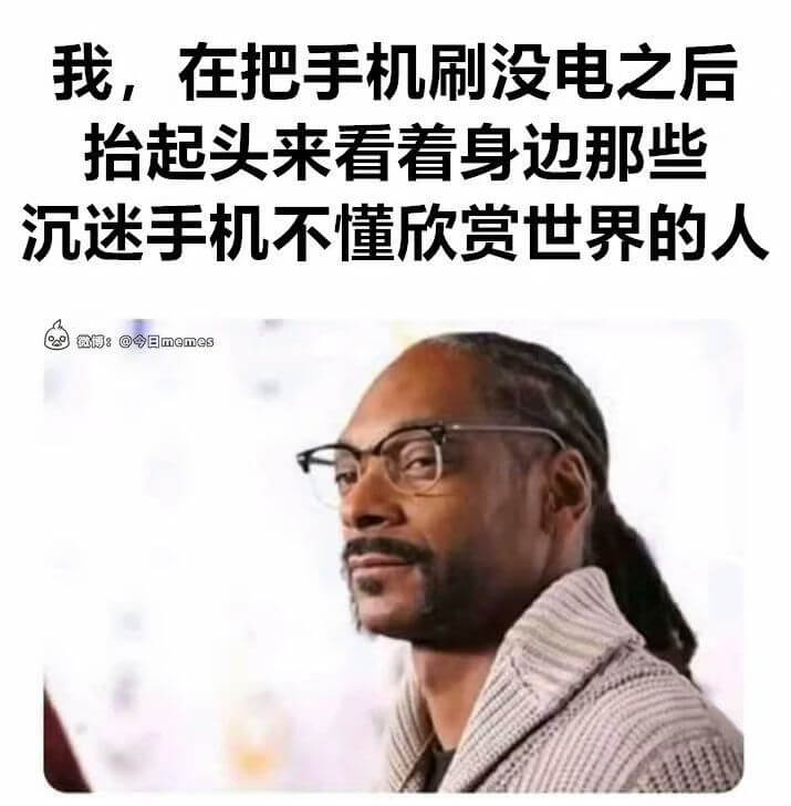 我，在把手机刷没电之后拾起头来看着看身边那些沉迷手机不懂欣赏