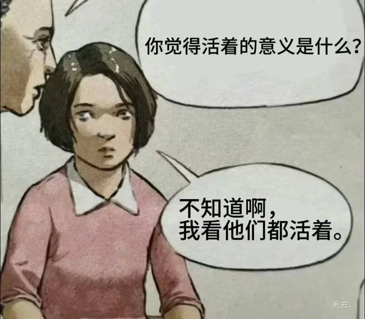 你觉得活着的意义是什么？不知道啊我看他们都活着死去