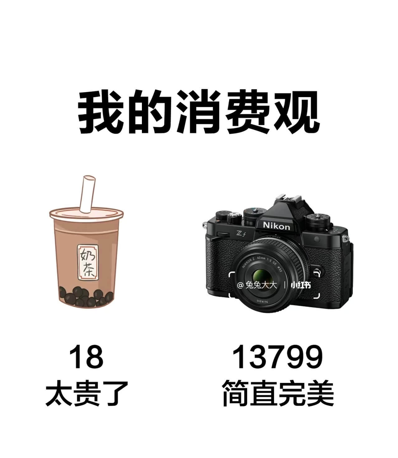 我的消费观Nikon奶茶@兔兔大大小红书1813799太贵了
