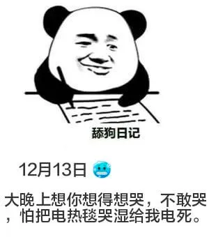舔狗日记12月13日大晚上想你想得想哭，不敢哭，怕把电热毯哭