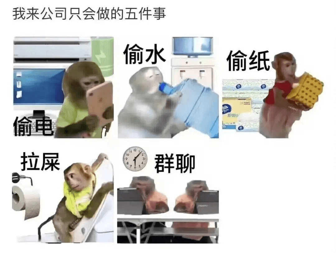 我来公司只会做的五件事偷水偷纸偷电拉屎群聊