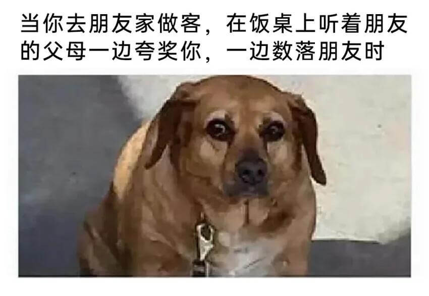 当你去朋友家做客，在饭桌上听着朋友的父母一边夸奖你，一边数落