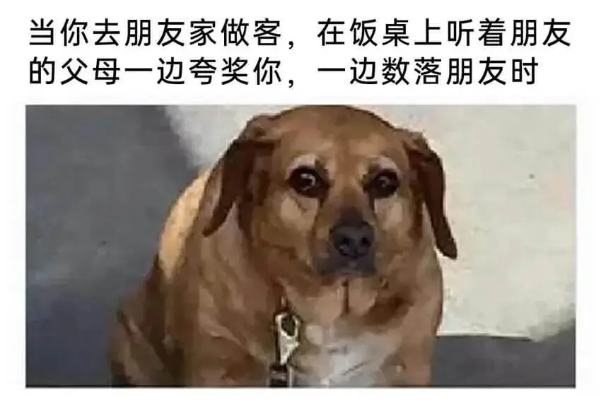 当你去朋友家做客，在饭桌上听着朋友的父母一边夸奖你，一边数落