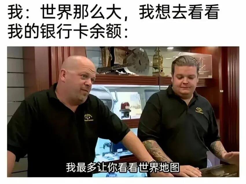 我：世界那么大我想去看看我的银行卡余额，我最多让你看看世界地