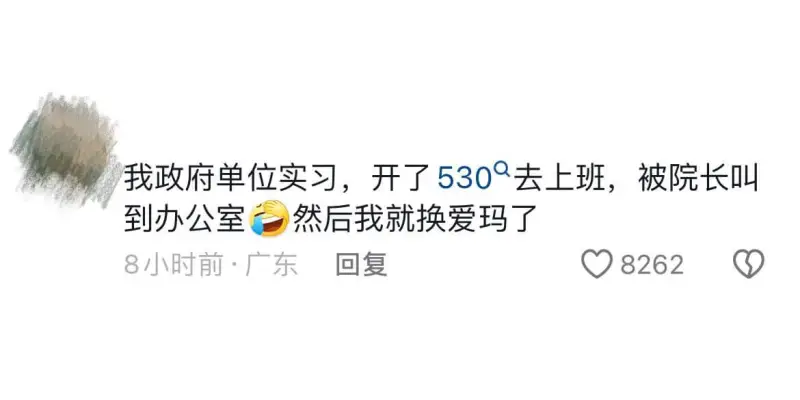 我政府单位实习，开了$530^{\text{Q}}$去上班，