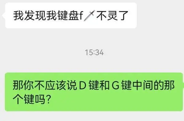 我发现我键盘F键不灵了那你不应该说D键和G键中间的那个键吗？