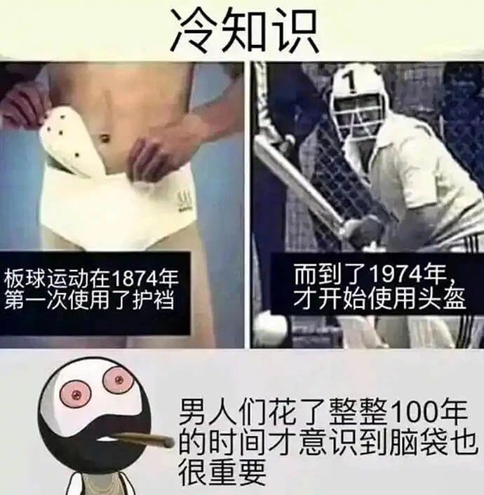 冷知识板球运动在1874年而到了1974年，第一次使用了护裆