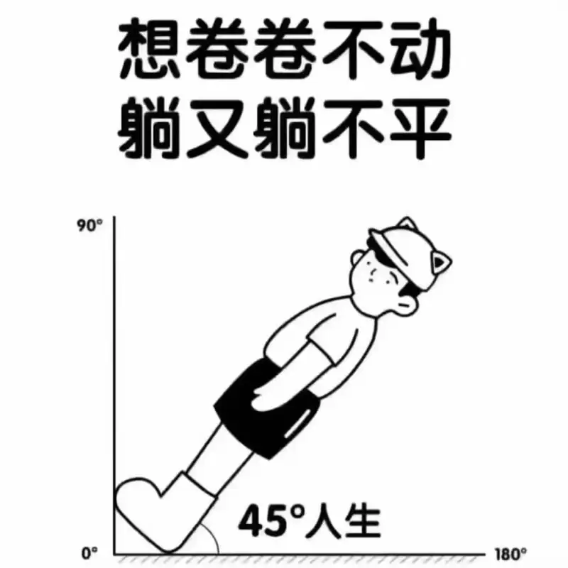 想卷卷不动躺又躺不平90°45°人生$0^{\circ}$