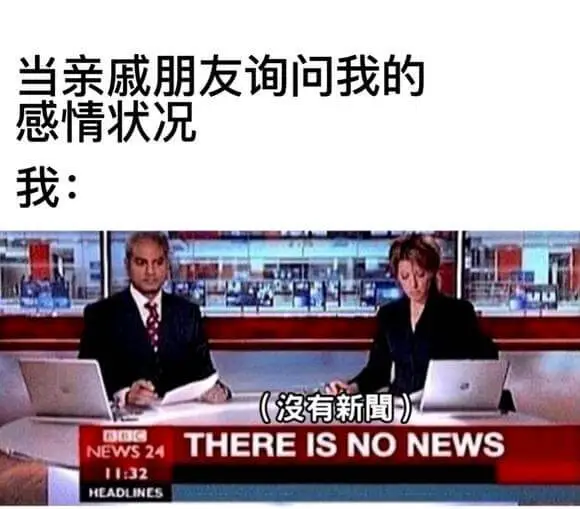 当亲戚朋友询问我的感情状况我：（没有新胃）THEREISNO
