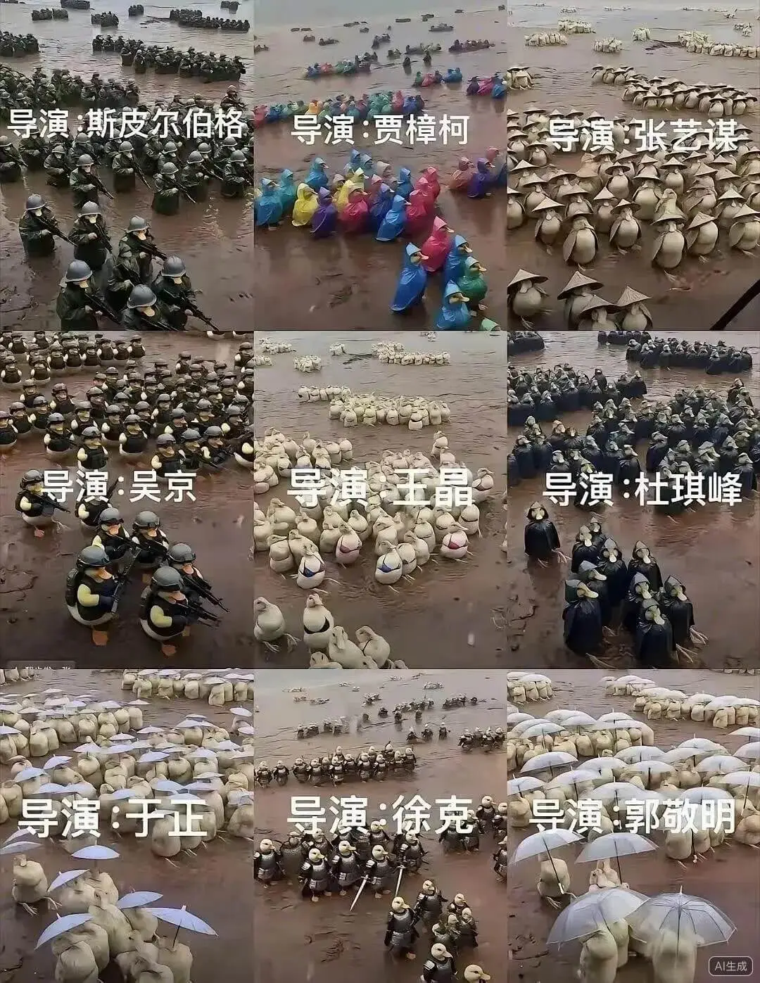导演：斯皮尔伯格导演：贾樟柯导演：张艺谋导演：王晶导演：吴京