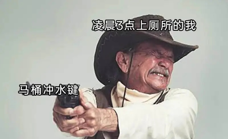 凌晨3点上厕所的我，马桶冲水键