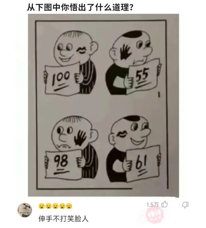 从下图中你悟出了什么道理?5598伸手不打笑脸人