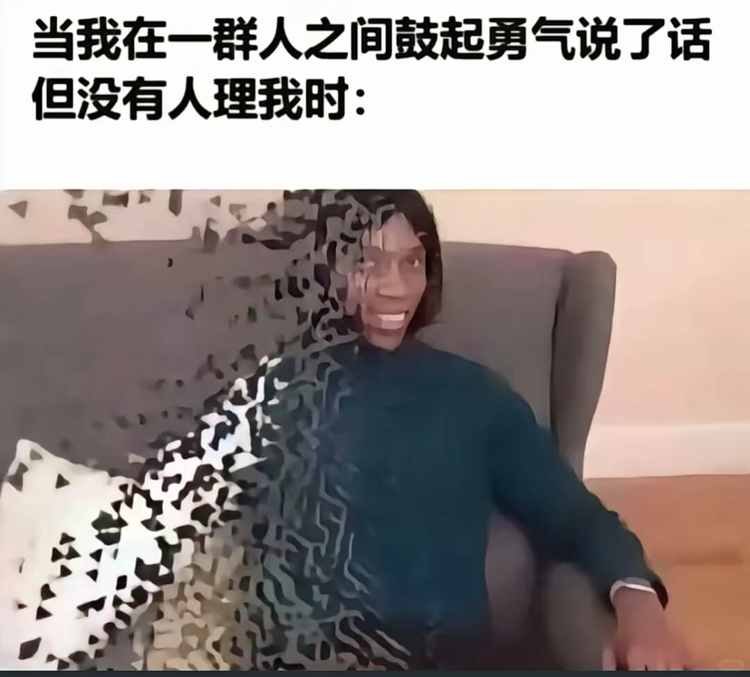 当我在一群人之间鼓起勇气说了话但没有人理我时: