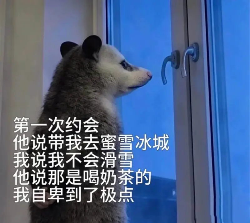 第一次约会他说带我去蜜雪冰城。我说：“我不会滑雪。”他说：“