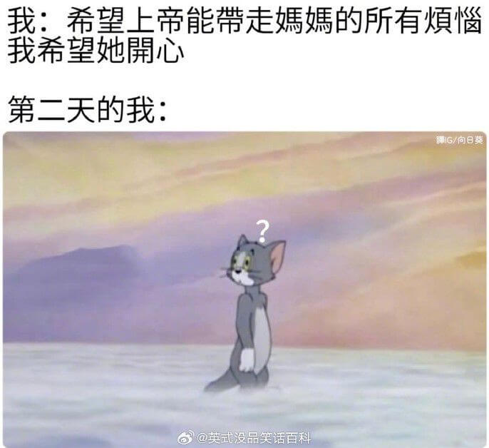 我:希望上帝能帶走媽媽的所有煩惱我希望她開心第二天的我:譚I
