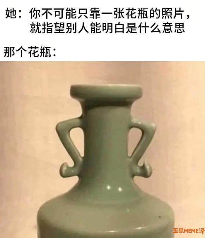 她：你不可能只靠一张花瓶的照片，就指望别人能明白是什么意思。
