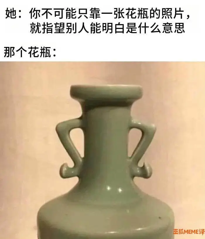 她：你不可能只靠一张花瓶的照片，就指望别人能明白是什么意思。