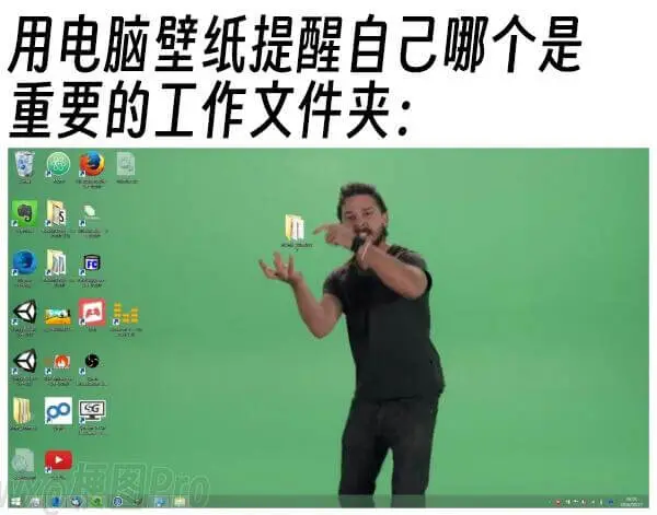 用电脑壁纸提醒自己哪个是重要的工作文件夹: