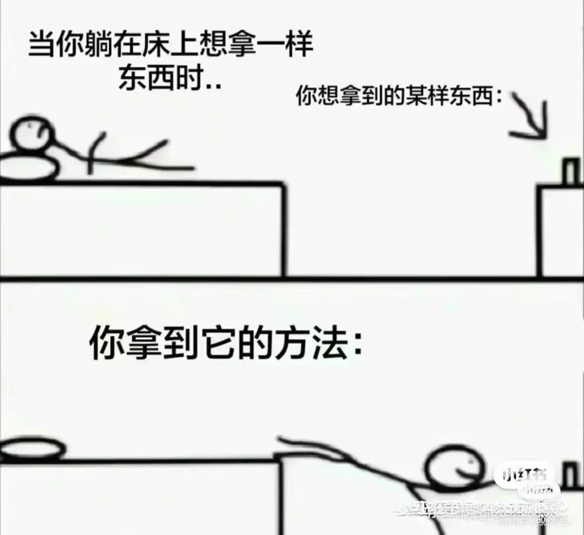 当你躺在床上想拿一样东西时..你想拿到的某样东西:你拿到它的
