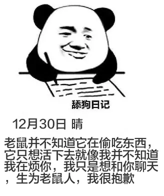 舔狗日记12月30日晴老鼠并不知道它在偷吃东西，它只想活下去