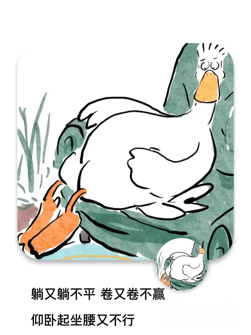 躺又躺不平，卷又卷不赢。仰卧起坐，腰又不行。