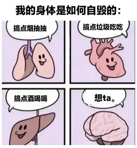 我的身体是如何自毁的：搞点烟抽抽搞点垃圾吃吃搞点酒喝喝想ta