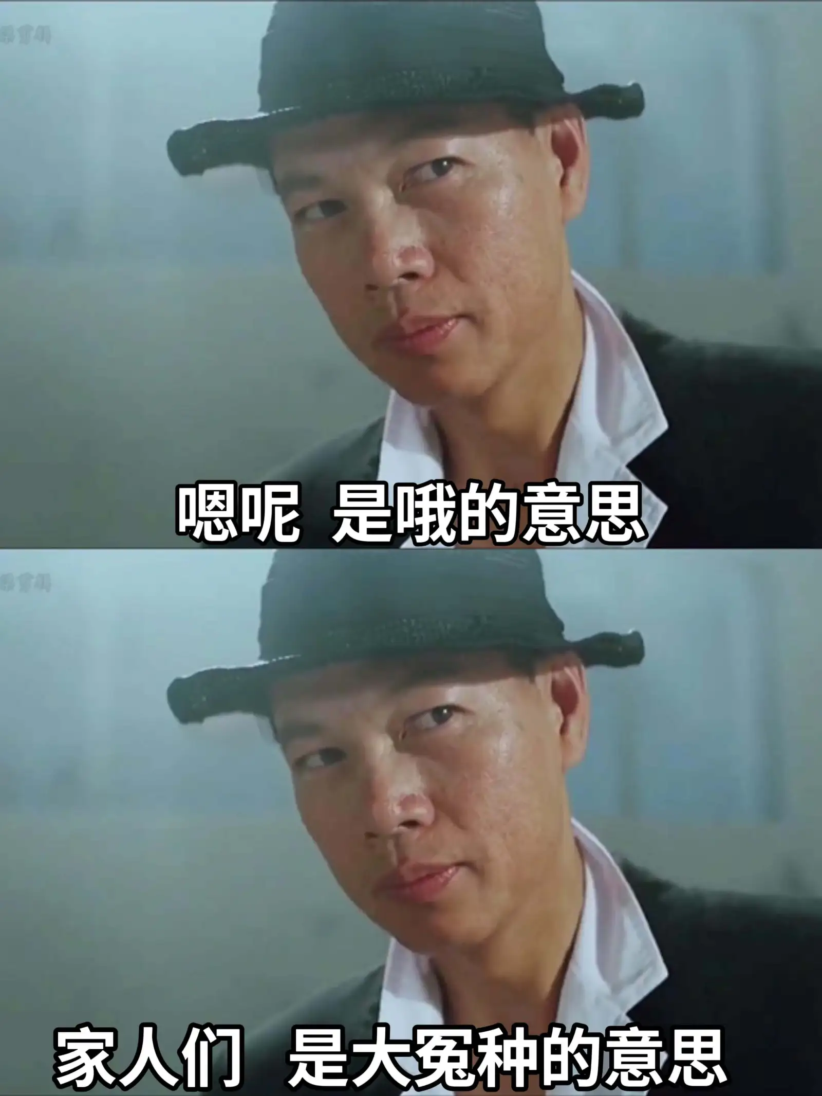 嗯呢,是哦的意思。家人们,是大冤种的意思。