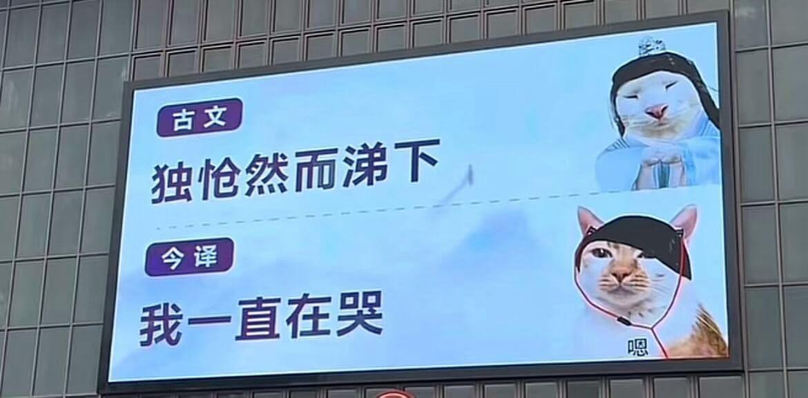 古文：独炝然而递下今译：我一直在哭