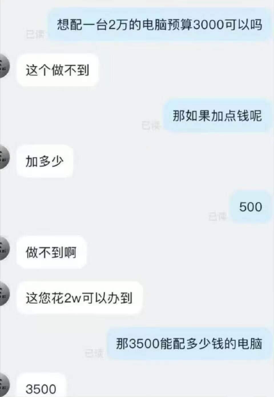 想配一台2万的电脑预算3000可以吗已读这个做不到那如果加点