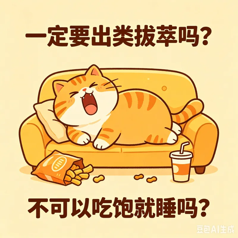 一定要出类拔萃吗？不可以吃饱就睡吗？豆包AI生成