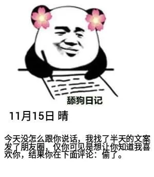 舔狗日记11月15日晴今天没怎么跟你说话，我找了半天的案子，