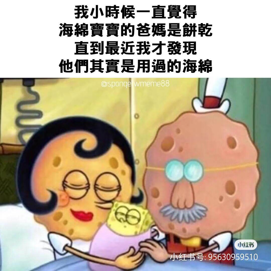 我小时候一直觉得海绵的爸妈是饼干直到最近我才发现他们其实是用