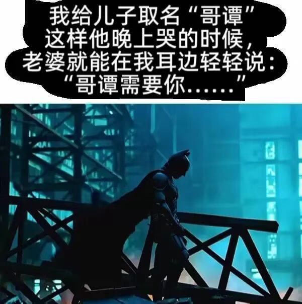 我给儿子取名“哥谭”，这样他晚上哭的时候，老婆就能在我耳边轻