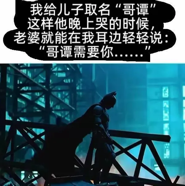 我给儿子取名“哥谭”，这样他晚上哭的时候，老婆就能在我耳边轻