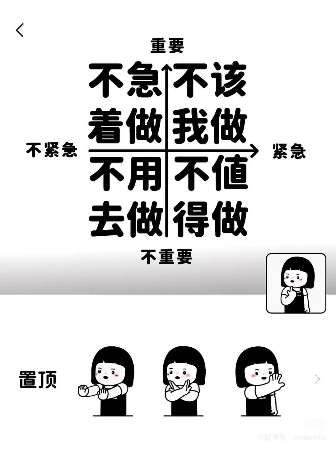 重要不急不该不紧急着做我做不用不值紧急不重要置顶
