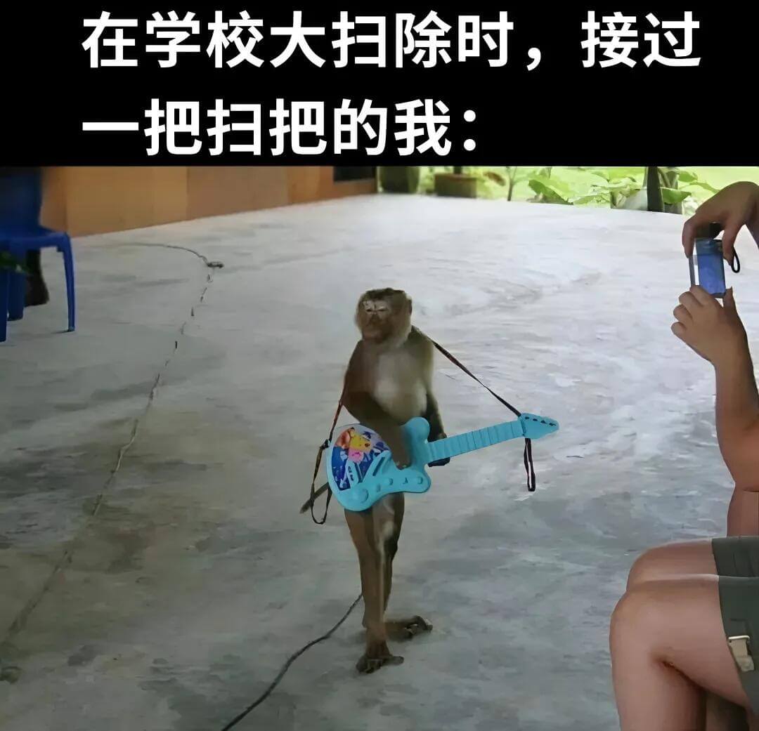 在学校大扫除时，接过一把扫把的我：