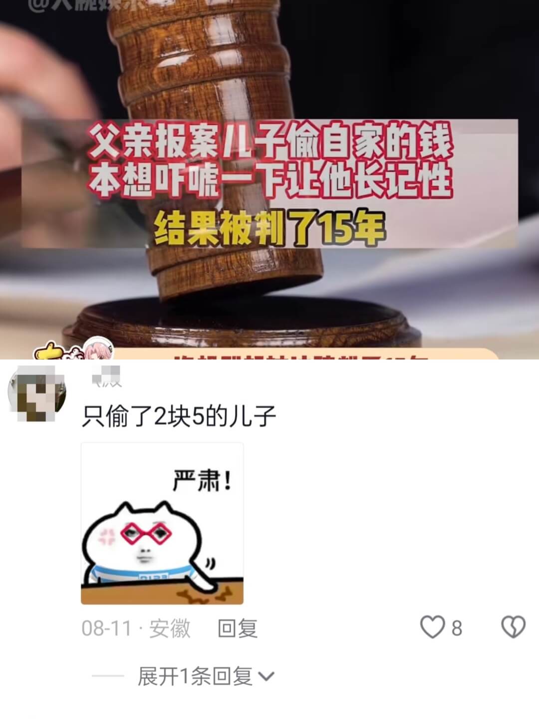 父亲报案儿子偷自家的钱本想吓唬一下让他长记性结果被判了15年