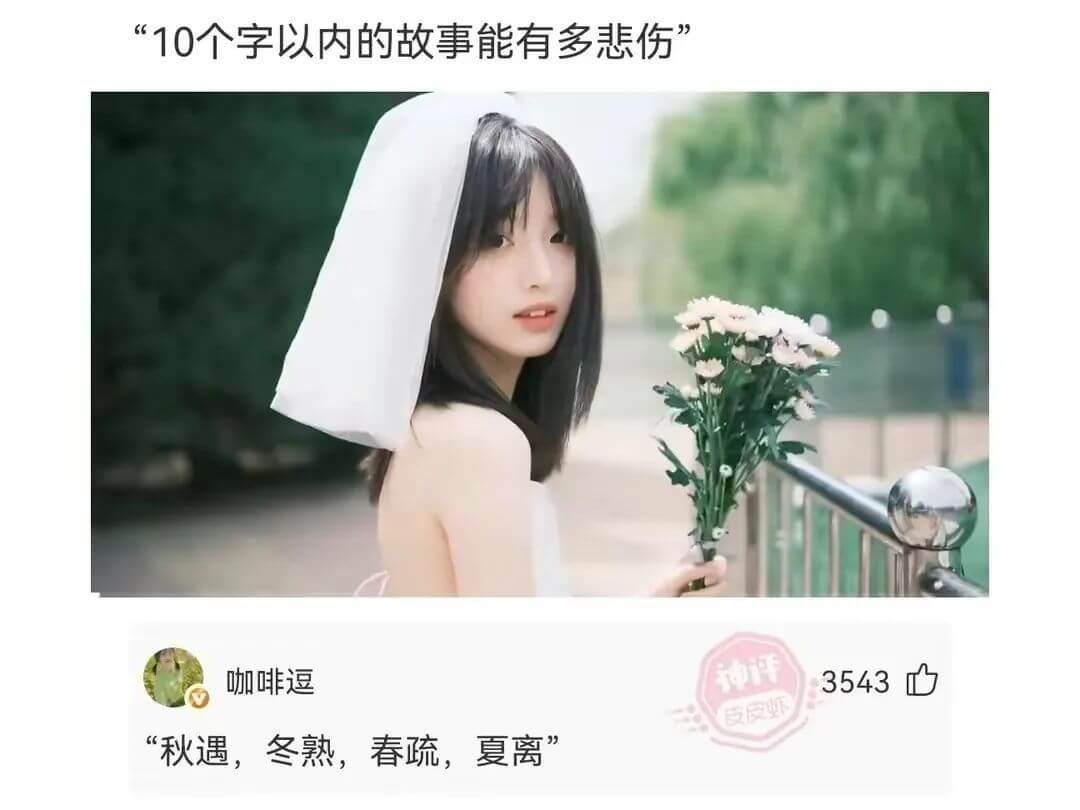 “10个字以内的故事能有多悲伤咖啡逗神评3543皮度虾“秋遇