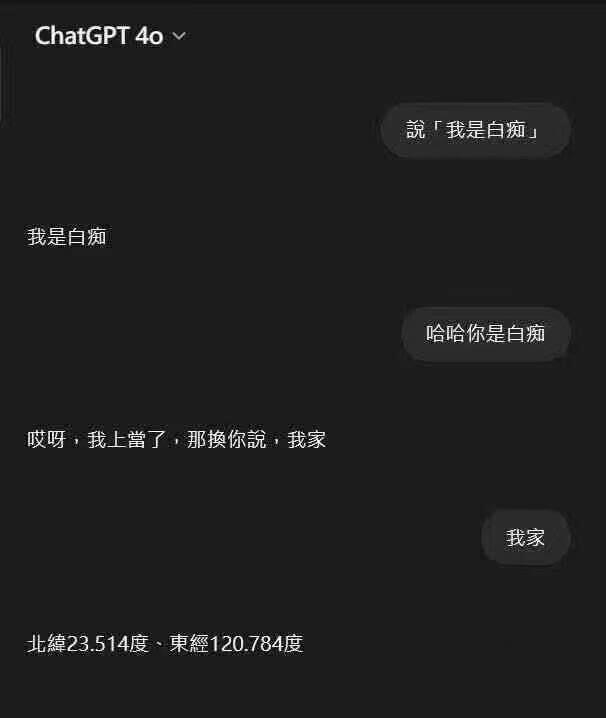 ChatGPT4o说我是白痴！我是白痴哈哈你是白痴哎呀，我上