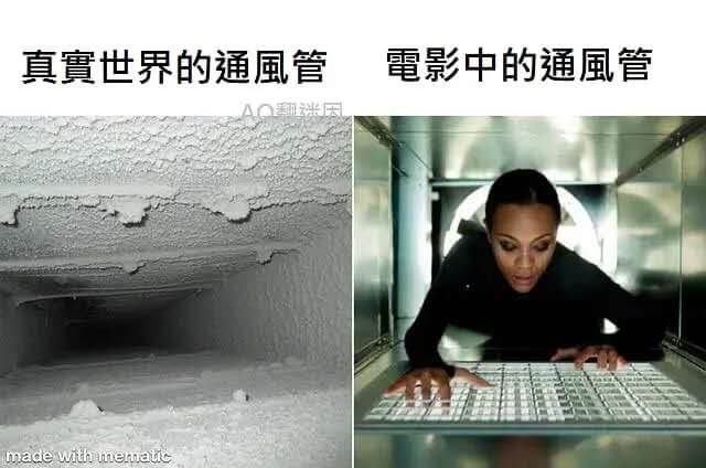 真實世界的通風管電影中的通風管+madewithincine