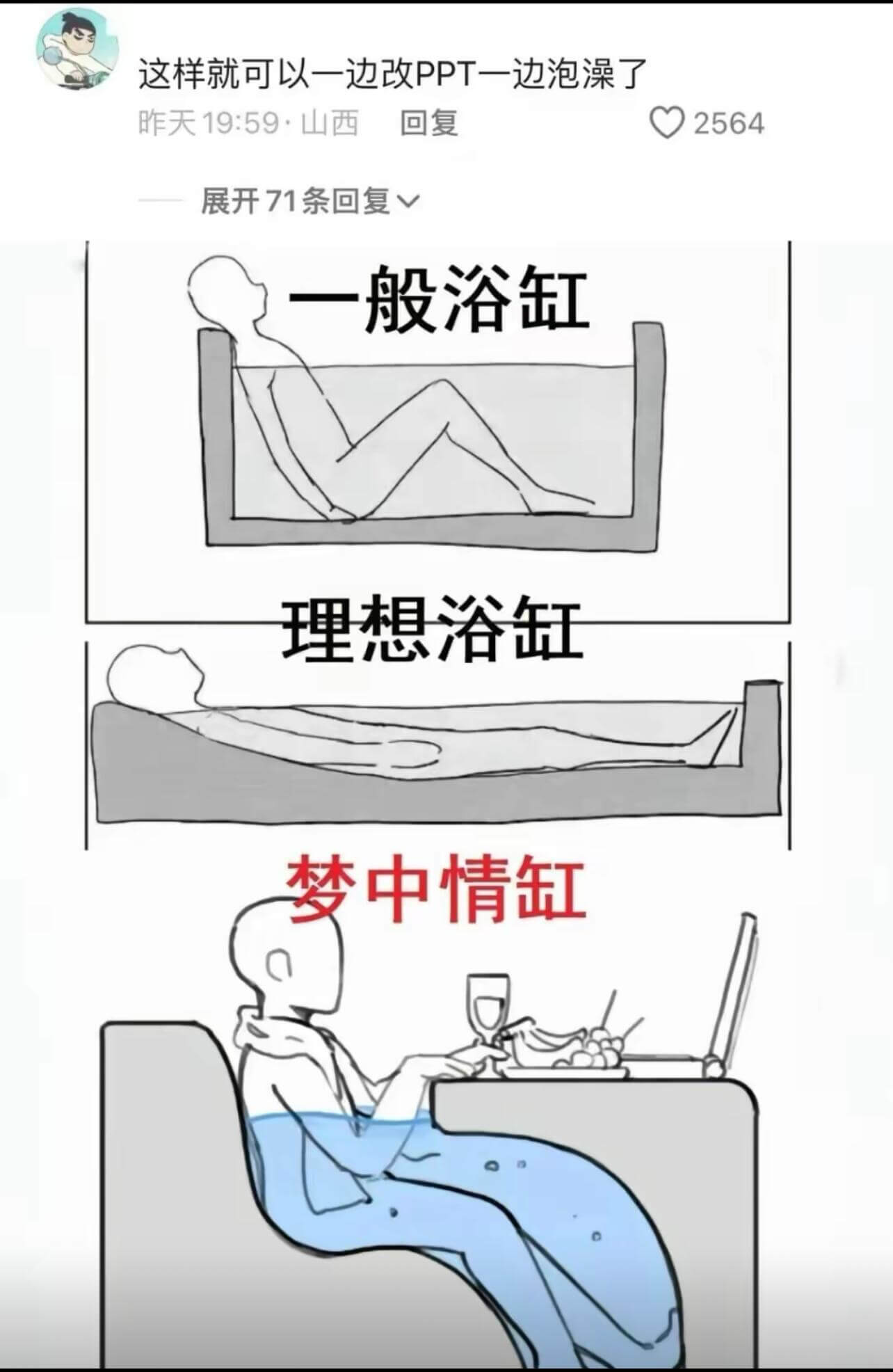 这样就可以一边改PPT一边泡澡了。昨天19:59·山西回复2