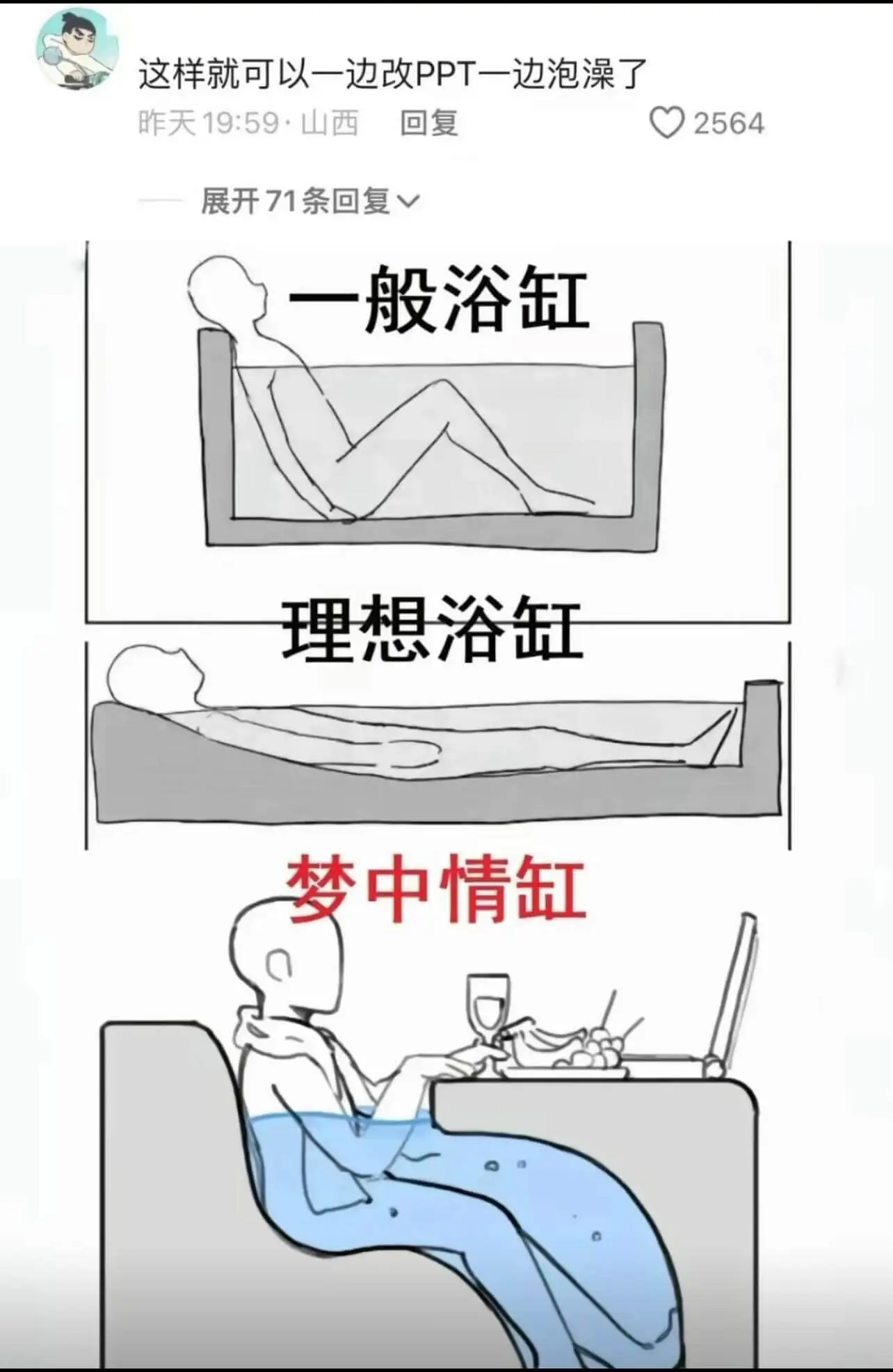 这样就可以一边改PPT一边泡澡了。昨天19:59·山西回复2