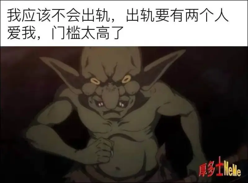 我应该不会出轨,出轨要有两个人爱我,门槛太高了