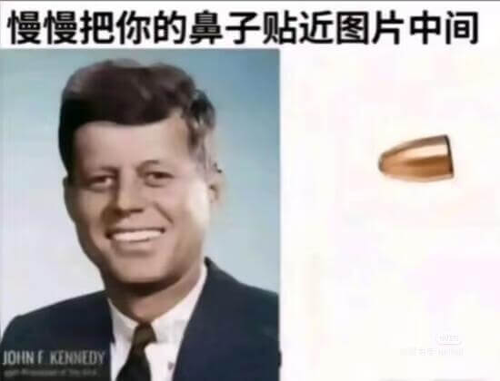 慢慢把你的鼻子贴近图片中间JOHNF.KENNEDY