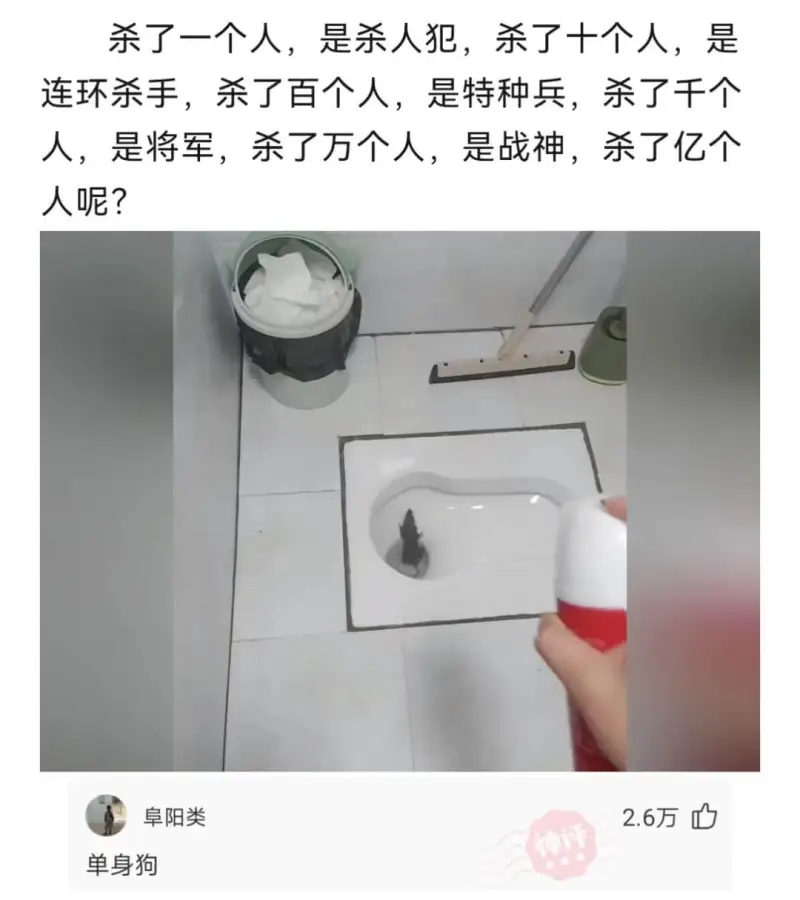 杀了一个人，是杀人犯，杀了十个人，是连环杀手，杀了百个人，是