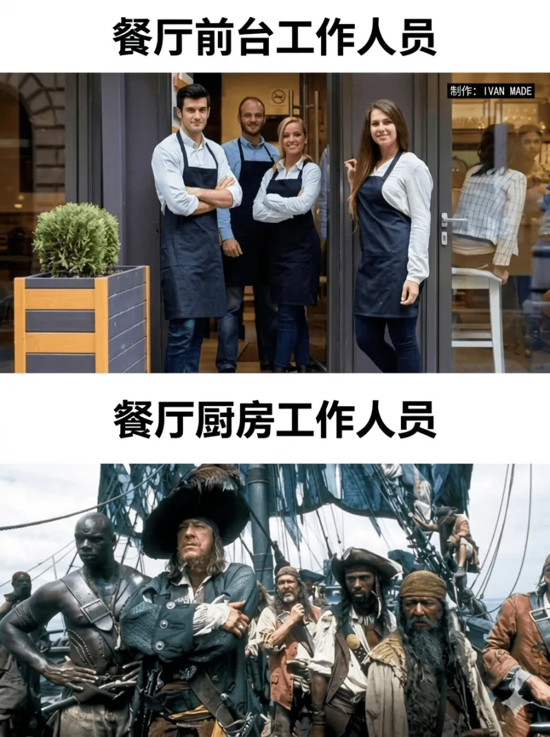 餐厅前台工作人员制作：IVANMADE餐厅厨房工作人员