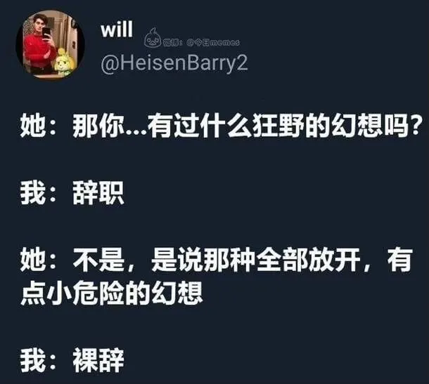 博：@今日memes@HeisenBarry2她：那你...