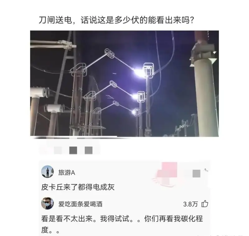 刀闸送电，话说这是多少伏的能看出来吗?旅游A皮卡丘来了都得电