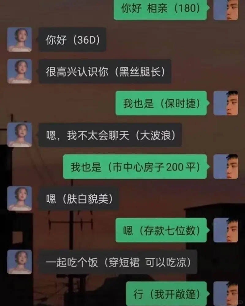 你好相亲(180)你好(36D)很高兴认识你(黑丝腿长)我也