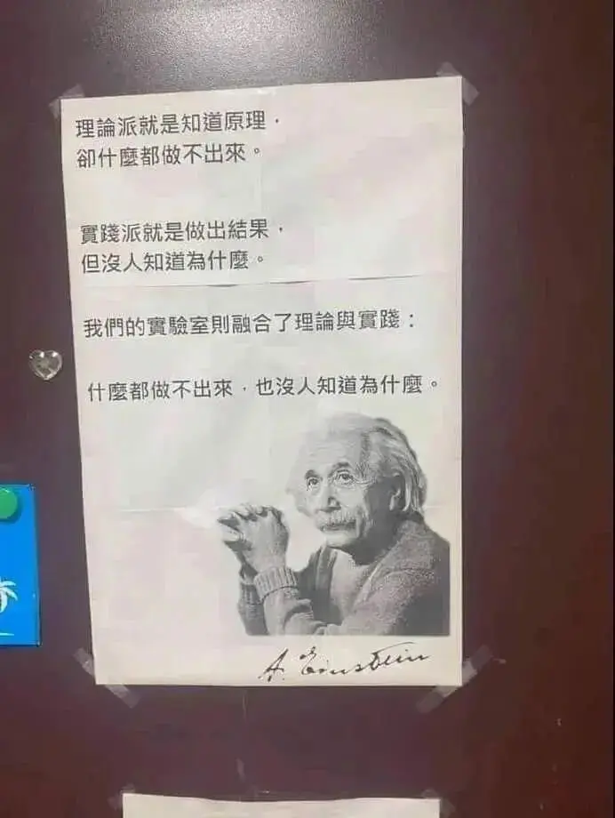 理論派就是知道原理，卻什麼都做不出來。實踐派就是做出結果，但
